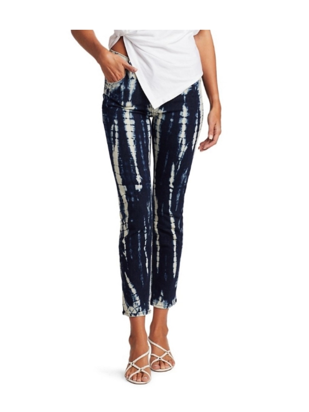 MOTHER The Dazzler Mid Rise Ankle Jean Blue Lotus Club Wash Size 28